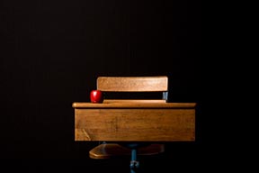 Desk with Apple